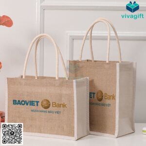 Túi vải đay hình hộp có quai xách và viền bên hông TD112