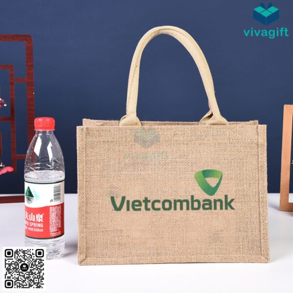 Túi vải đay hình hộp chữ nhật ngang, có quai xách TVD103 - Hình ảnh 2