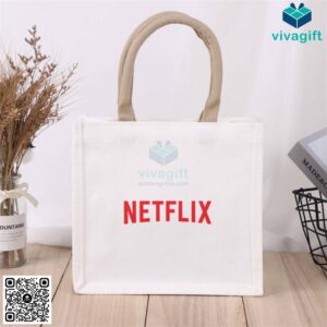 Túi vải đay hình hộp vuông dáng đứng, có quai xách TD106