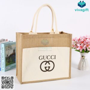Túi vải đay hình hộp vuông, có ngăn ngoài, quai xách TD104