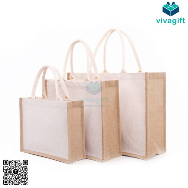 Túi vải đay hình hộp dáng đứng, có quai xách và viền bên hông TVD113 - Hình ảnh 12