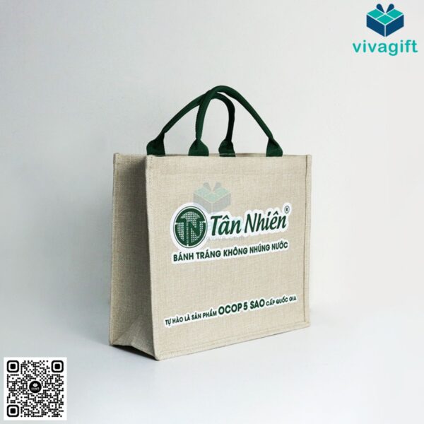 Túi vải đay hình hộp, có khóa kéo, quai xách TD121 - Hình ảnh 2