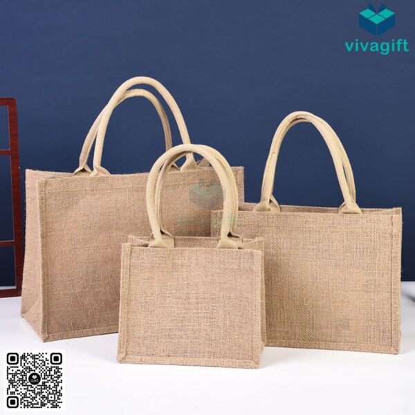 Túi vải đay hình hộp chữ nhật ngang, có quai xách TVD103 - Hình ảnh 9