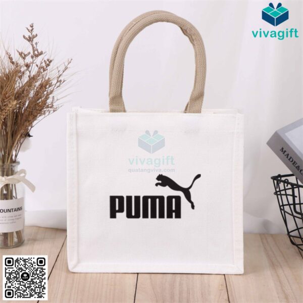 Túi vải đay hình hộp vuông dáng đứng, có quai xách TD106 - Hình ảnh 5