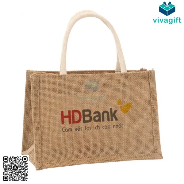Túi vải đay hình hộp dáng ngang, có quai xách TD111 - Hình ảnh 9