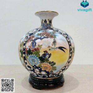 Bình hút tài lộc vẽ vàng Tứ Quý màu 25cm BHL108