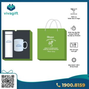 Set Quà tặng Bình Giữ Nhiệt và Ly Sứ Hautech GS192