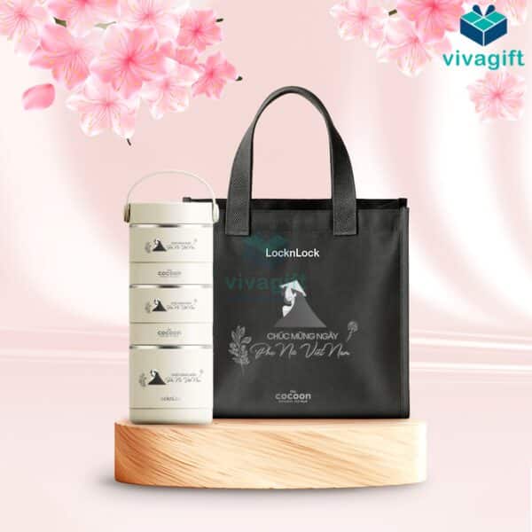 Set Quà Tặng 20/10 Hộp Đựng Thực Phẩm, Chăn Ga Văn Phòng SQT2029 - Quatangviva.com
