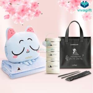 Set Quà Tặng 20/10 Hộp Đựng Thực Phẩm, Chăn Ga Văn Phòng SQT2029 - Quatangviva.com