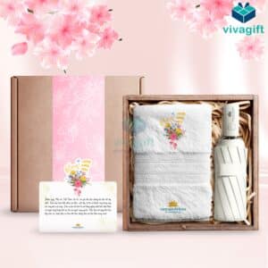 Set Quà Tặng 20/10 Khăn, Dù SQT2027 - Quatangviva.com