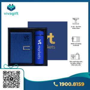 Set quà tặng sổ dán gáy, bình giữ nhiệt, hộp nắp đậy GS194 - Quatangviva.com