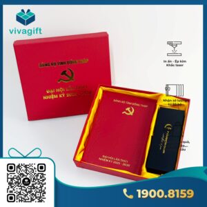 Set quà tặng hộp âm dương đựng sổ da, hộp bút GS196 - Quatangviva.com