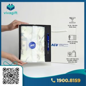 Quà Tặng Doanh Nghiệp Vivagift 31 Set quà tặng hộp đựng khăn lụa, bút bi nhựa GS205 - Quatangviva.com