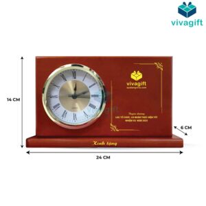 Quà Tặng Doanh Nghiệp Vivagift 31 Kỷ niệm chương gỗ kèm đồng hồ KN-D317 - Quatangviva.com