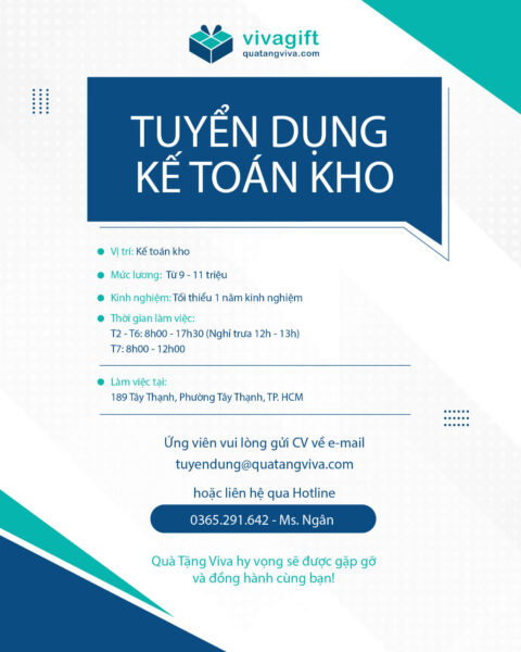 Thông Tin Tuyển Dụng Vivagift 8 Tuyển Dụng Kế Toán Kho Tháng 01/2026 - Công ty CP Quà tặng Viva
