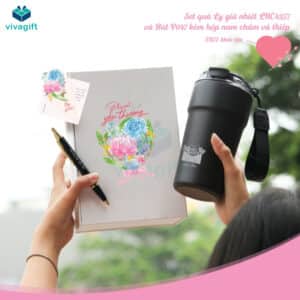 Quà Tặng Doanh Nghiệp Vivagift 32 Set quà tặng 8/3 ly giữ nhiệt Lock&Lock LHC4357, bút, hộp đựng và thiệp SQT2021 - Quatangviva.com