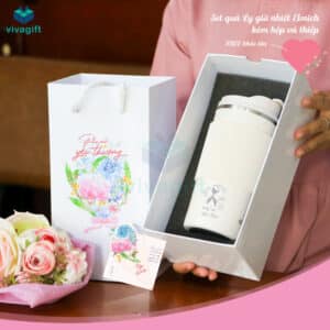 Quà Tặng Doanh Nghiệp Vivagift 36 Set Quà Tặng 8/3 Ly Giữ Nhiệt Elmich EL8345WTH, Hộp Đựng, Thiệp SQT2023 - Quatangviva.com