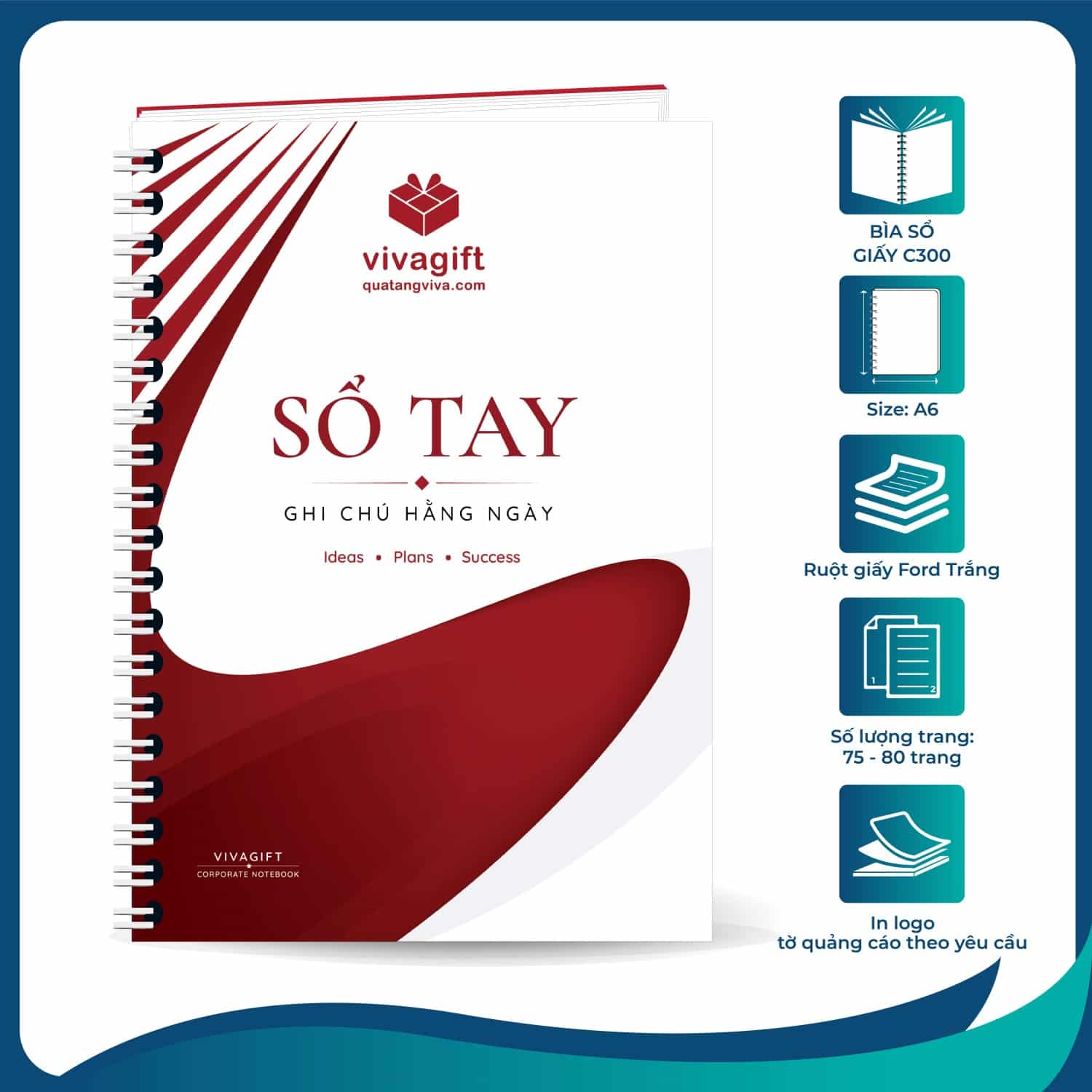 Sổ tay lò xo bìa C300 size A6 SLXC300-3 - Quatangviva.com