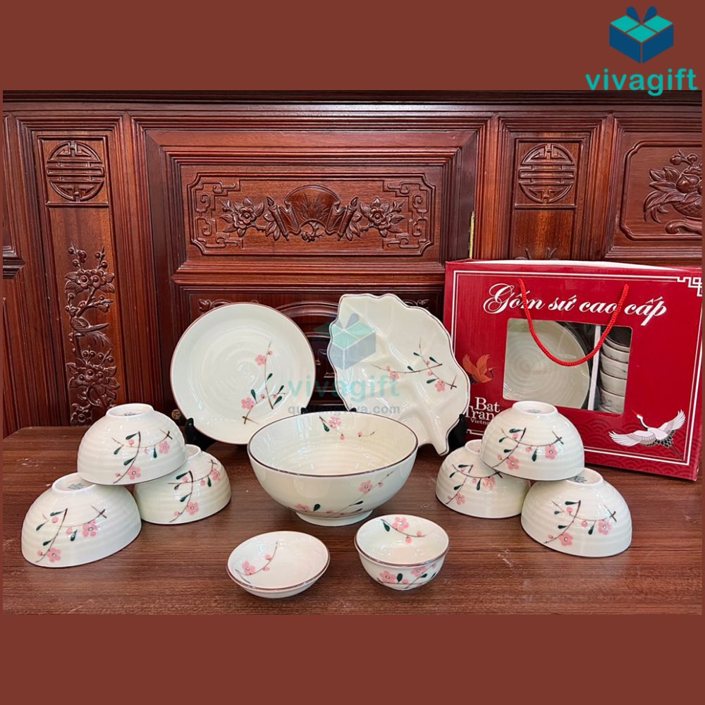 Quà Tặng Doanh Nghiệp Vivagift 88 bo-bat-dia-bat-trang-dao-hong-bab-109 - Quatangviva.com