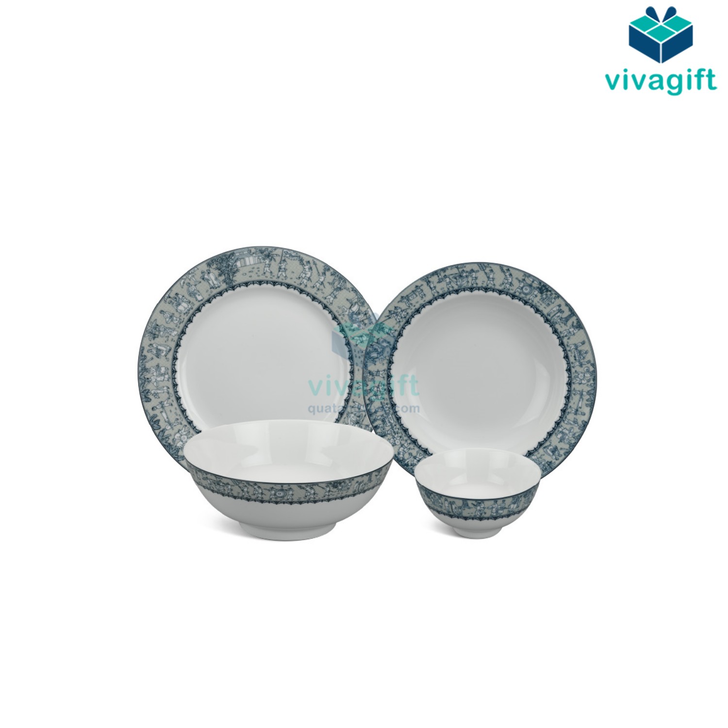 Quà Tặng Doanh Nghiệp Vivagift 87 Bộ bát dĩa sứ Minh Long 09 sản phẩm - Jasmine - Vinh Quy Nhạt A001_09197 - Quatangviva.com