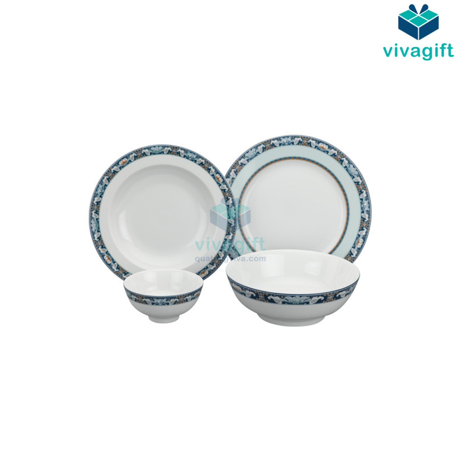 Quà Tặng Doanh Nghiệp Vivagift 33 Bộ đồ ăn Minh Long 09 sản phẩm - Jasmine - Phước Lộc Thọ A001_09139 - Quatangviva.com