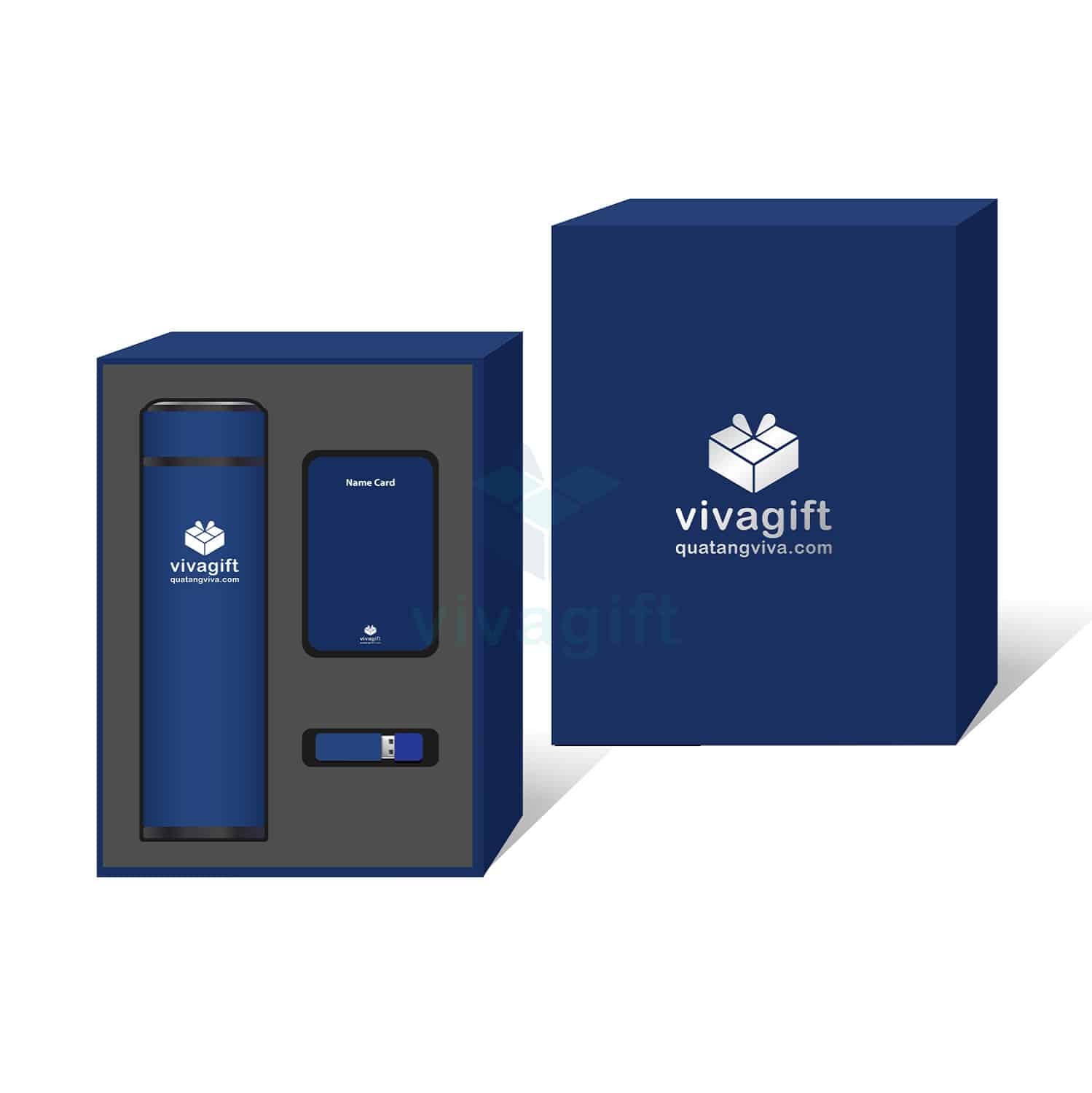 Quà Tặng Doanh Nghiệp Vivagift 32 Giftset quà tặng bình giữ nhiệt, namecard, USB GS221