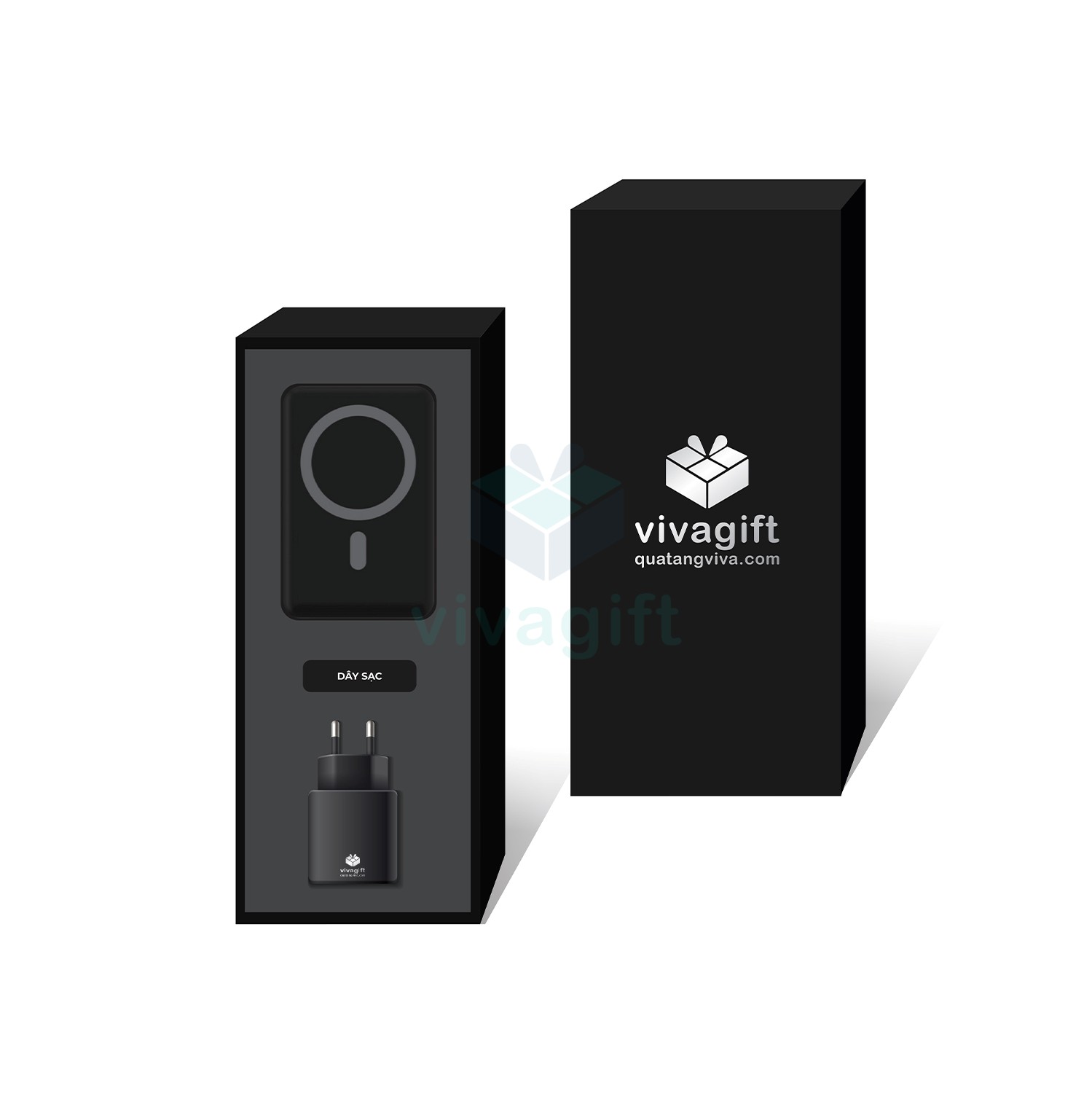 Quà Tặng Doanh Nghiệp Vivagift 36 Bộ giftset sạc dự phòng, củ sạc và dây cáp sạc GS220